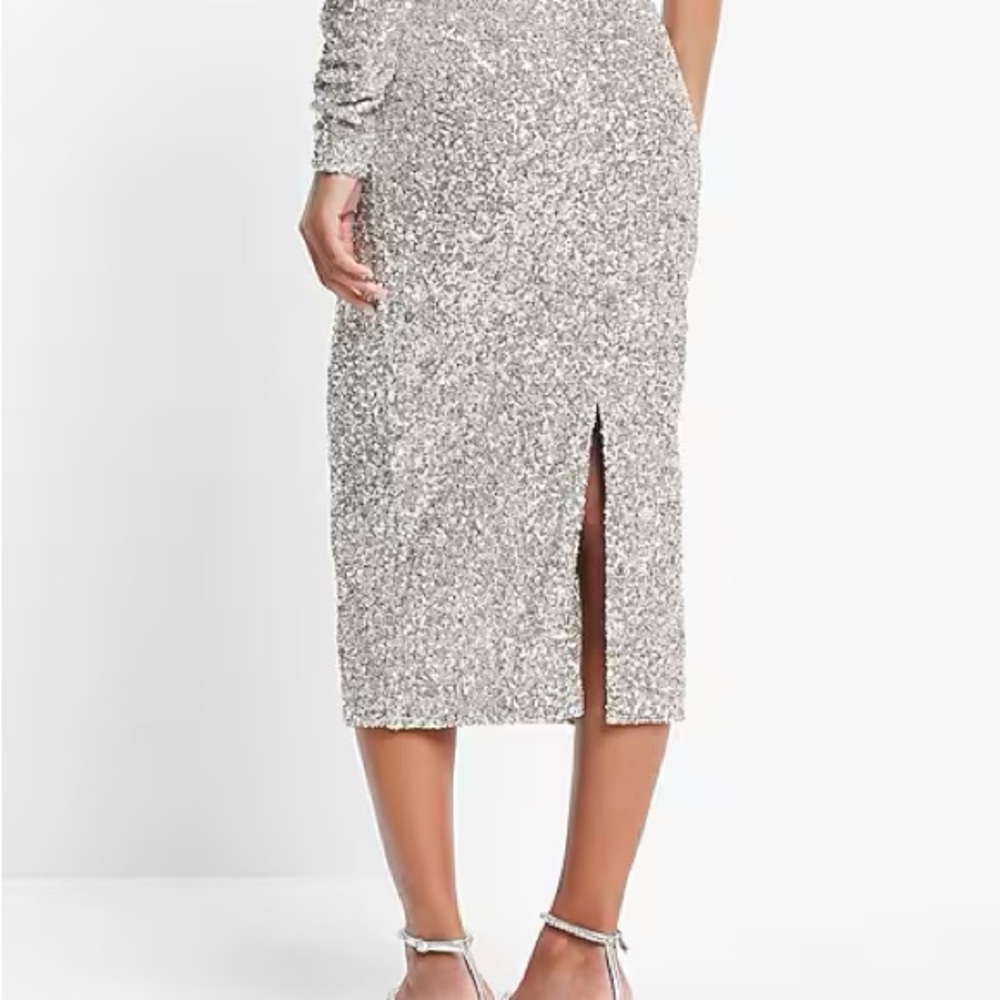 Express Sequin One Shoulder Top with Midi Skirt (… - image 4